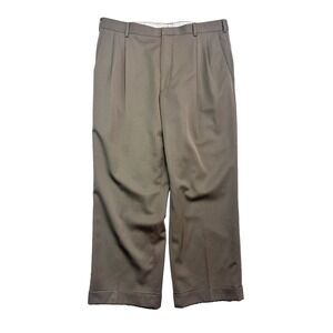 vtg Zanella Italy 38x27 Olive Green Dress Suit Pants Bennett Pleated High Waist